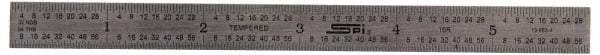 SPI - 36" Long, 1/64, 1/32" and 0.5, 1mm Graduation, Flexible Steel Rule - English/Metric Graduation Style, 3/4" Wide, Silver, Satin Chrome Finish - Eagle Tool & Supply