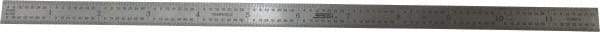 SPI - 12" Long, 1/100, 1/64, 1/32, 1/10" Graduation, Flexible Stainless Steel Rule - 5R Graduation Style, 1/2" Wide, Silver, Polished Finish - Eagle Tool & Supply