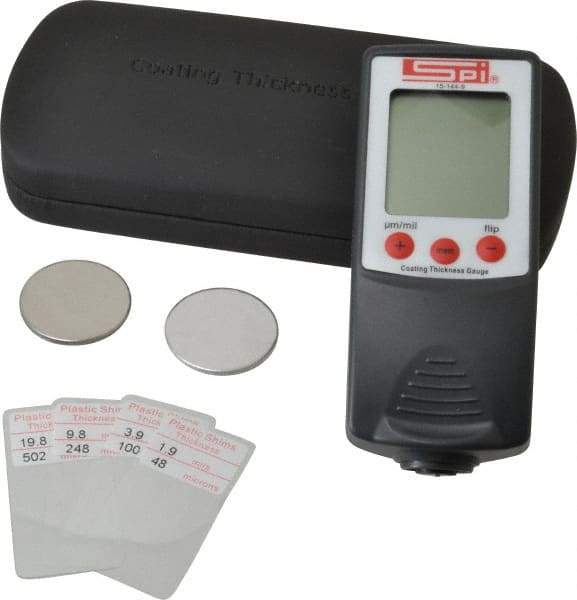 SPI - 0 to 40 mil Digital Coating Thickness Gage - For Use with Ferrous/Nonferrous Bases - Eagle Tool & Supply
