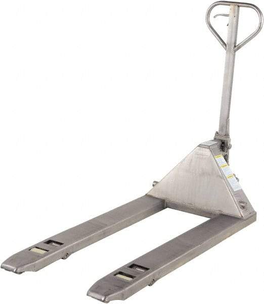 Vestil - 5,500 Lb Capacity, 7-3/4" Lift Stainless Steel Pallet Truck - 2-7/8" Min Lift Height, 48" Fork Length x 27" Fork Width, 27" Overall Width - Eagle Tool & Supply