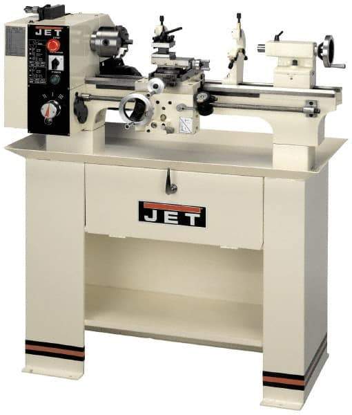 Jet - 14" Swing, 40" Between Centers, 230 Volt, Single Phase Bench Lathe - 5MT Taper, 3 hp, 40 to 1,800 RPM, 1-1/2" Bore Diam, 46" Deep x 28" High x 74-5/8" Long - Eagle Tool & Supply