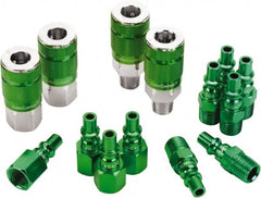 Legacy - 14 Piece 1/4" Body 1/4 NPT 300 psi Steel/Aluminum ARO Pneumatic Coupling Plug Set - Eagle Tool & Supply