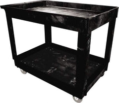 Rubbermaid - 300 Lb Capacity, 24" Wide x 40" Long x 32-3/8" High Standard Utility Cart - 2 Shelf, Plastic - Eagle Tool & Supply