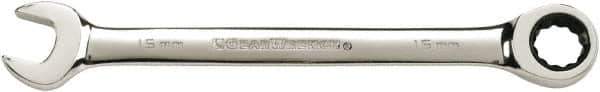 GearWrench - 19mm 12 Point Combination Wrench - 9.764" OAL, Steel, Full Polish Finish - Eagle Tool & Supply