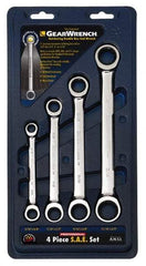 GearWrench - 4 Piece, 5/16" x 3/8" to 11/16" x 3/4", Ratcheting Box Wrench Set - Inch Measurement Standard, Chrome Finish, Comes in Display Card - Eagle Tool & Supply