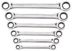 GearWrench - 6 Piece, 8mm x 9mm to 17mm x 19mm, Ratchet Set - Metric Measurement Standard, Chrome Finish, Comes in Display Card - Eagle Tool & Supply