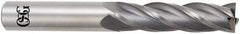 OSG - 25mm, 57mm LOC, 25mm Shank Diam, 127mm OAL, 4 Flute, Solid Carbide Square End Mill - Single End, Uncoated, Spiral Flute, 30° Helix, Centercutting, Right Hand Cut, Right Hand Flute, Series 464 - Eagle Tool & Supply