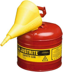 Justrite - 2 Gal Brass Type I Safety Can - 9-1/2" High, Red - Eagle Tool & Supply