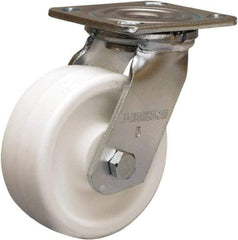 Hamilton - 5" Diam x 2" Wide x 6-1/2" OAH Top Plate Mount Swivel Caster - Polyolefin, 650 Lb Capacity, Delrin Bearing, 4 x 4-1/2" Plate - Eagle Tool & Supply