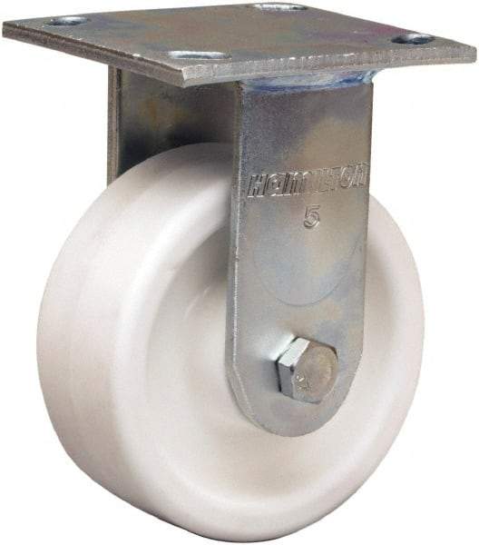 Hamilton - 5" Diam x 2" Wide x 7" OAH Top Plate Mount Rigid Caster - Polyolefin, Delrin Bearing, 4 x 4-1/2" Plate - Eagle Tool & Supply