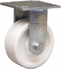 Hamilton - 5" Diam x 2" Wide x 6-1/2" OAH Top Plate Mount Rigid Caster - Polyolefin, 650 Lb Capacity, Delrin Bearing, 4 x 4-1/2" Plate - Eagle Tool & Supply