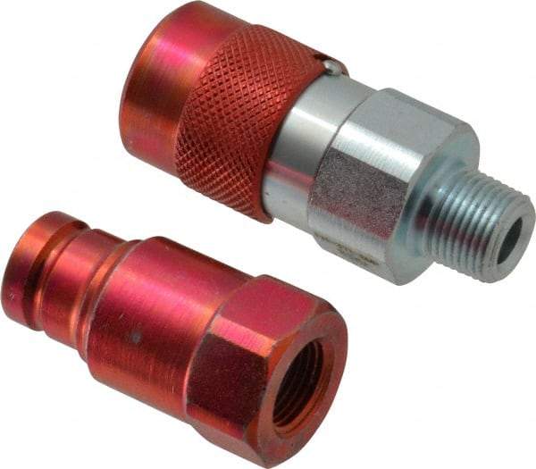 Value Collection - 3/8 NPTF Steel Hydraulic Hose Flush Face Coupler Set - Eagle Tool & Supply