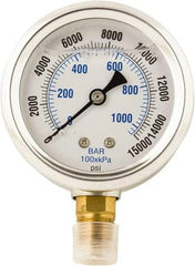 Value Collection - 0 to 15,000 Scale Range Pressure Liquid Filled Gauge - 1.5% of Scale Accuracy - Eagle Tool & Supply