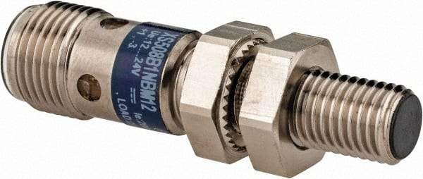 Telemecanique Sensors - NPN, NC, 1.5mm Detection, Cylinder Shielded, Inductive Proximity Sensor - 3 Wires, IP67, 12 to 24 VDC, M12x1 Thread, 45mm Long x 0.39 Inch Wide - Eagle Tool & Supply