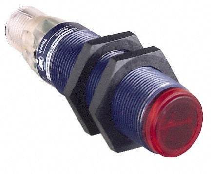 Telemecanique Sensors - 4 Pin M12 Connector, 30m Nominal Distance, Shock and Vibration Resistant, Through Beam Photoelectric Sensor - 12 to 24 VDC, 250 Hz, PBT, 76mm Long x 18mm Wide x 1.7 Inch High - Eagle Tool & Supply