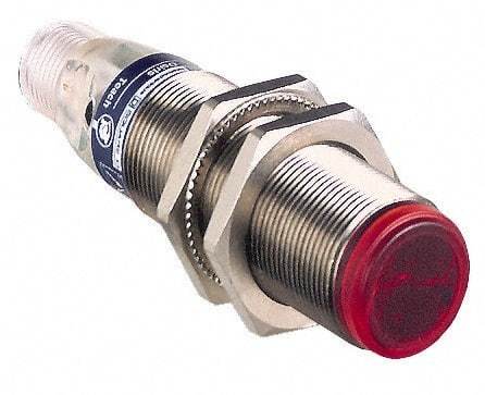 Telemecanique Sensors - 4 Pin M12 Connector, 30m Nominal Distance, Shock and Vibration Resistant, Through Beam Photoelectric Sensor - 12 to 24 VDC, 250 Hz, Brass, 76mm Long x 18mm Wide x 7 Inch High - Eagle Tool & Supply