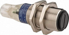 Telemecanique Sensors - 4 Pin M12 Connector, 4m Nominal Distance, Shock and Vibration Resistant, Retroreflective Photoelectric Sensor - 12 to 24 VDC, 500 Hz, Nickel Plated Brass, 2.36 Inch Long x 0.71 Inch Wide - Eagle Tool & Supply