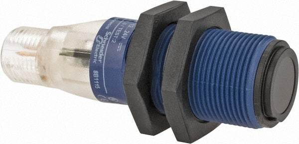 Telemecanique Sensors - 4 Pin M12 Connector, 15m Nominal Distance, Shock and Vibration Resistant, Through Beam Photoelectric Sensor - 12 to 24 VDC, 500 Hz, PBT, 60mm Long x 18mm Wide - Eagle Tool & Supply