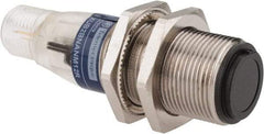 Telemecanique Sensors - 4 Pin M12 Connector, 15m Nominal Distance, Shock and Vibration Resistant, Through Beam Photoelectric Sensor - 12 to 24 VDC, 500 Hz, Nickel Plated Brass, 2.36 Inch Long x 0.71 Inch Wide - Eagle Tool & Supply