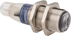 Telemecanique Sensors - 4 Pin M12 Connector, 0.1m Nominal Distance, Shock and Vibration Resistant, Diffused Photoelectric Sensor - 12 to 24 VDC, 500 Hz, Nickel Plated Brass, 2.36 Inch Long x 0.71 Inch Wide - Eagle Tool & Supply