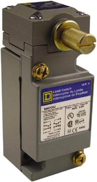 Square D - DPDT, 2NC/2NO, Multiple VAC Levels, Screw Terminal, Rotary Head Actuator, General Purpose Limit Switch - 1, 2, 4, 6, 12, 13, 6P NEMA Rating, IP66 IPR Rating - Eagle Tool & Supply