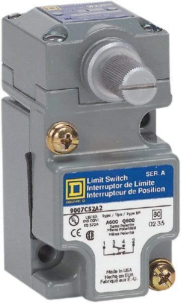 Square D - SPDT, NC/NO, Multiple VAC Levels, Screw Terminal, Rotary Head Actuator, General Purpose Limit Switch - 1, 2, 4, 6, 12, 13, 6P NEMA Rating, IP66 IPR Rating - Eagle Tool & Supply