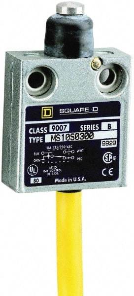 Square D - SPDT, NC/NO, 240 VAC, Prewired Terminal, Plunger Actuator, General Purpose Limit Switch - 1, 2, 4, 6, 6P NEMA Rating, IP67 IPR Rating, 80 Ounce Operating Force - Eagle Tool & Supply