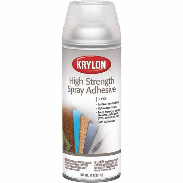 Krylon - 11 oz Aerosol Clear Spray Adhesive - High Tack, 120°F Heat Resistance, 15 Sq Ft Coverage, High Strength Bond, 120 min Max Bonding Time, Flammable - Eagle Tool & Supply