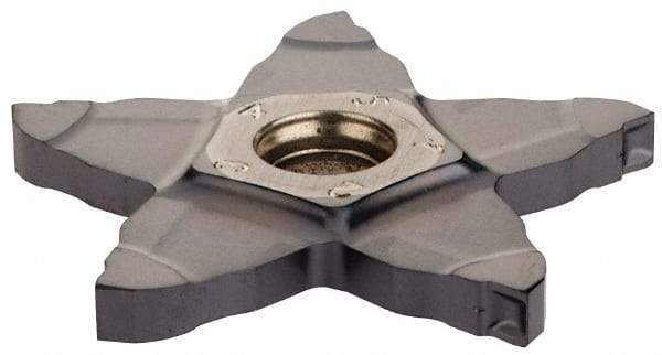Iscar - PENTA C IC908 Grade, 0.118" Cutting Width, Carbide Cutoff Insert - 0° Neutral Lead Angle, 0.008" Cnr Rad, TiAlN Coated, Other End - Eagle Tool & Supply