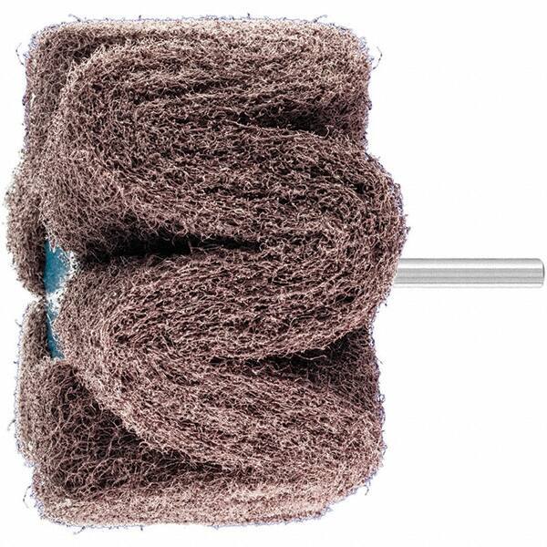 PFERD - 4" Diam x 2" Face Width, Aluminum Oxide Nonwoven Mounted Flap Wheel - 1/4" Shank Mount, 100 Grit, 6,000 Max RPM - Eagle Tool & Supply