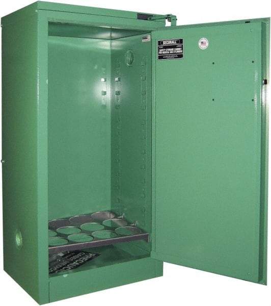 Securall Cabinets - 1 Door, Green Steel Standard Safety Cabinet for Flammable and Combustible Liquids - 46" High x 23" Wide x 18" Deep, Self Closing Door, 3 Point Key Lock, D, E Cylinder Capacity - Eagle Tool & Supply