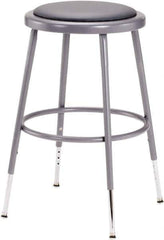 NPS - 18 Inch High, Stationary Adjustable Height Stool - 16 Inch Deep x 16 Inch Wide, Vinyl Seat, Grey - Eagle Tool & Supply