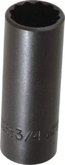 Proto - 3/4", 3/8" Drive, Deep Hand Socket - 12 Points, 2-3/4" OAL, Alloy Steel, Black Finish - Eagle Tool & Supply