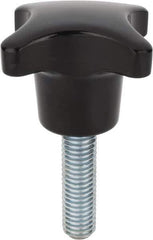 Morton Machine Works - 63mm Head Diam, 4 Point 4 Prong Knob - M12 Stem, Glass Fiber Reinforced Plastic, Black - Eagle Tool & Supply