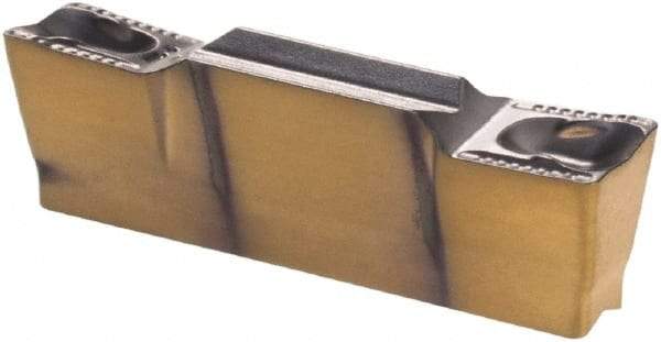 Iscar - 4004GRIP Y Grade IC830, 4mm Cutting Width Carbide Grooving Insert - 2.4mm Max Depth of Cut, Neutral, 0.4mm Corner Radius, TiAlN Finish - Eagle Tool & Supply