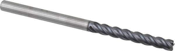 Kennametal - 1/4", 4 Flute, Solid Carbide, 0.015" Corner Radius End Mill - 4" OAL, 1-3/4" LOC - Eagle Tool & Supply