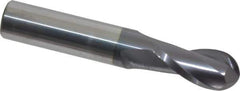 Hertel - 1/2" Diam, 1" LOC, 2 Flute Solid Carbide Ball End Mill - AlTiN Finish, Single End, 3" OAL, 1/2" Shank Diam - Eagle Tool & Supply