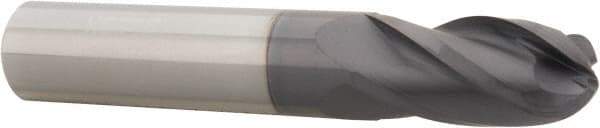 Hertel - 1/2" Diam, 1" LOC, 4 Flute Solid Carbide Ball End Mill - AlTiN Finish, Single End, 3" OAL, 1/2" Shank Diam - Eagle Tool & Supply