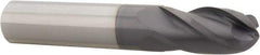 Hertel - 1/2" Diam, 1" LOC, 4 Flute Solid Carbide Ball End Mill - AlTiN Finish, Single End, 3" OAL, 1/2" Shank Diam - Eagle Tool & Supply