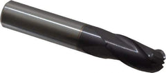 Hertel - 1/2" Diam, 1" LOC, 3 Flute Solid Carbide Ball End Mill - AlTiN Finish, Single End, 3" OAL, 1/2" Shank Diam - Eagle Tool & Supply