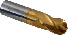Hertel - 7/8" Diam, 1-1/2" LOC, 4 Flute Solid Carbide Ball End Mill - TiN Finish, Single End, 4" OAL, 7/8" Shank Diam - Eagle Tool & Supply