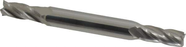 Hertel - 5/16", 3/4" LOC, 3/8" Shank Diam, 3" OAL, 4 Flute, Solid Carbide Square End Mill - Double End, Uncoated, 30° Helix, Centercutting - Eagle Tool & Supply