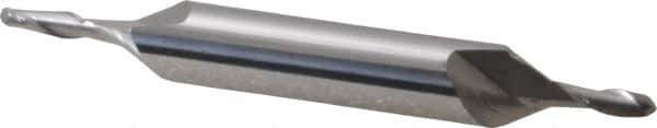 Hertel - 1/8" Diam, 3/8" LOC, 2 Flute Solid Carbide Ball End Mill - Uncoated, Double End, 3" OAL, 3/8" Shank Diam - Eagle Tool & Supply
