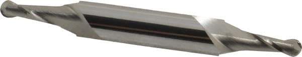 Hertel - 3/16" Diam, 1/2" LOC, 2 Flute Solid Carbide Ball End Mill - Uncoated, Double End, 3" OAL, 3/8" Shank Diam - Eagle Tool & Supply