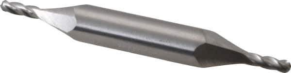 Hertel - 1/8" Diam, 3/8" LOC, 4 Flute Solid Carbide Ball End Mill - Uncoated, Double End, 3" OAL, 3/8" Shank Diam, Spiral Flute - Eagle Tool & Supply