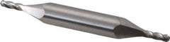 Hertel - 1/8" Diam, 3/8" LOC, 4 Flute Solid Carbide Ball End Mill - Uncoated, Double End, 3" OAL, 3/8" Shank Diam, Spiral Flute - Eagle Tool & Supply