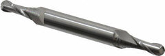 Hertel - 1/4" Diam, 5/8" LOC, 2 Flute Solid Carbide Ball End Mill - Uncoated, Double End, 3-1/2" OAL, 3/8" Shank Diam - Eagle Tool & Supply