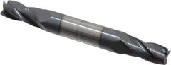 Hertel - 7/16", 7/8" LOC, 1/2" Shank Diam, 4" OAL, 4 Flute, Solid Carbide Square End Mill - Double End, AlTiN Finish, 30° Helix, Centercutting, Right Hand Cut - Eagle Tool & Supply