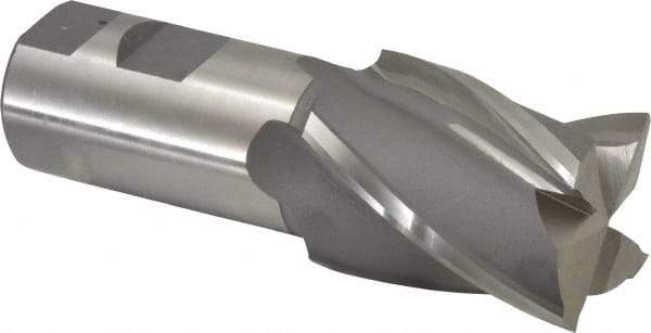 Hertel - 40mm, 2" LOC, 1-1/4" Shank Diam, 4-1/2" OAL, 4 Flute, Cobalt Square End Mill - Single End, Uncoated, 30° Helix, Centercutting, Right Hand Cut - Eagle Tool & Supply