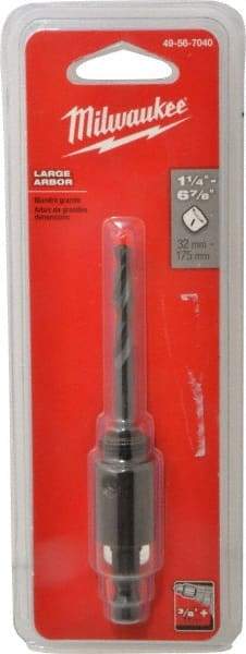 Milwaukee Tool - 1-1/4 to 6" Tool Diam Compatibility, Straight Shank, Steel Integral Pilot Drill, Hole Cutting Tool Arbor - 3/8" Min Chuck, Threaded Shank Attachment, For Hole Saws - Eagle Tool & Supply